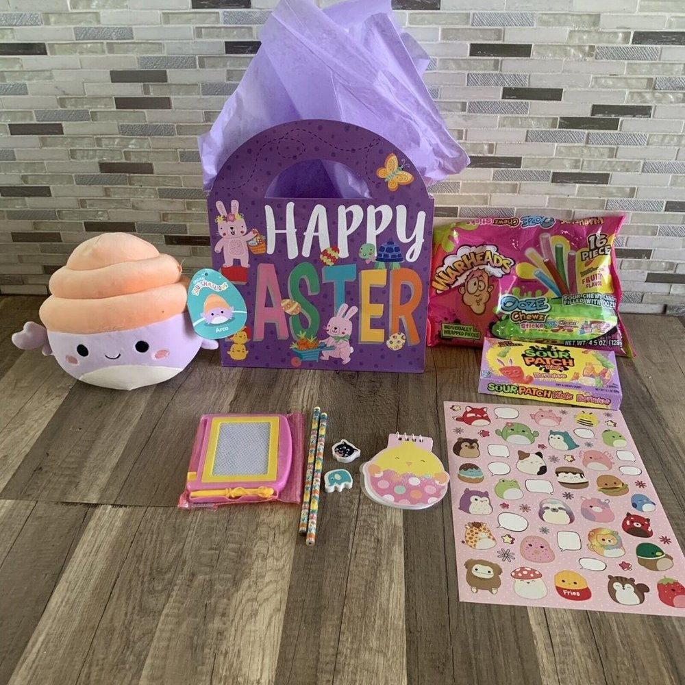 Squishmallows Easter Gift Bag, with Plush 8" Candy, toys, Stickers goodies